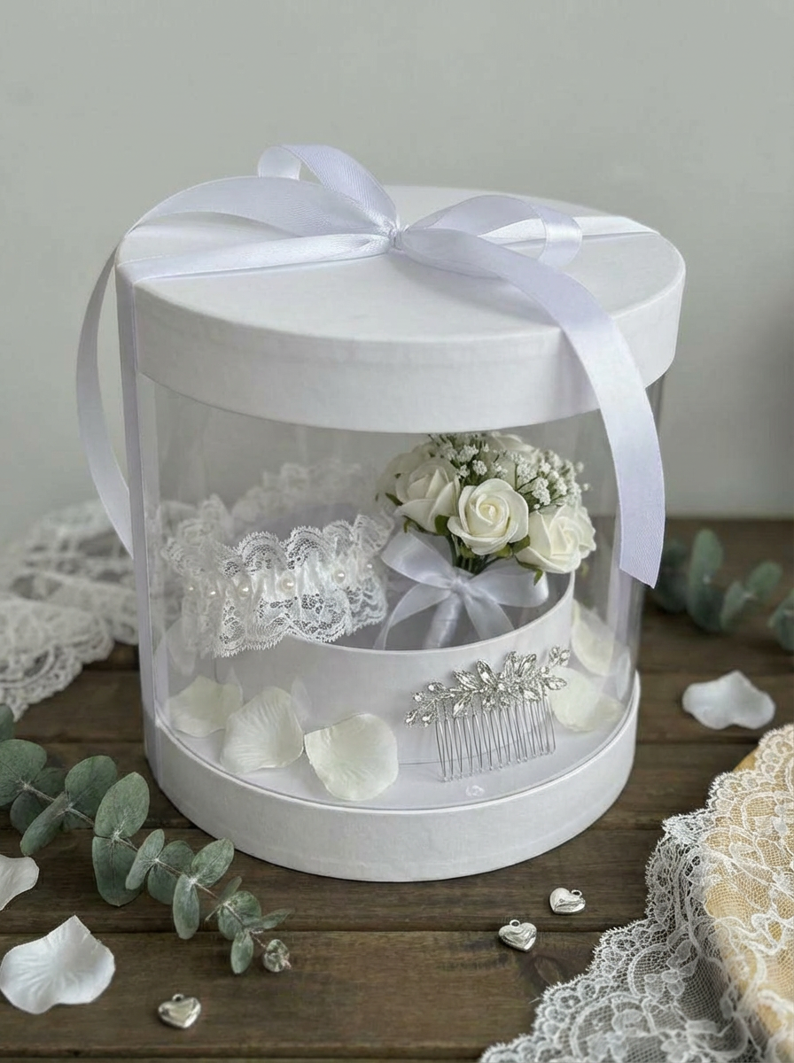 STAR Sunrise Yuvarlak Hediye Kutusu – Beyaz Kraft – Çap 19,5 × 20 cm