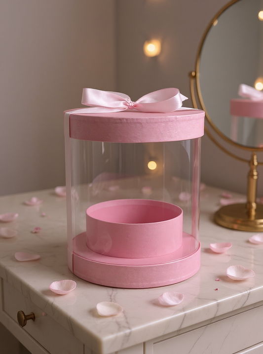 STAR Sunrise Yuvarlak Hediye Kutusu – Pembe Kraft – Çap 19,5 × 20 cm