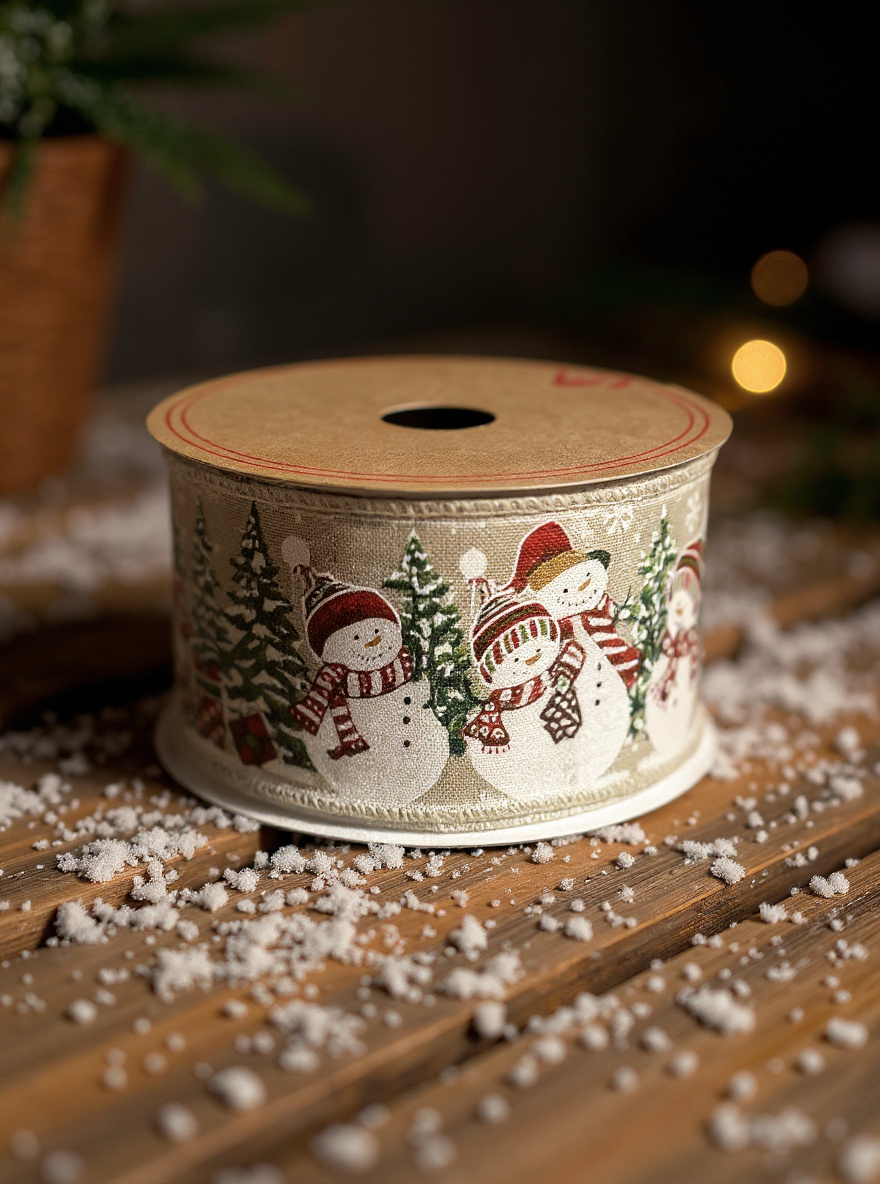 STAR Noel Kardan Adam Desenli Jüt Kurdele – 64 mm x 10 m | Yılbaşı Hediye Paketleme Şeridi