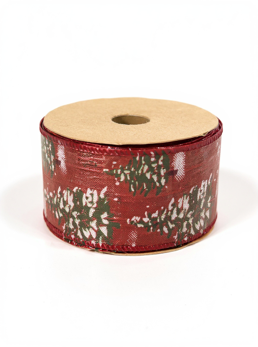 STAR Çam Agaç Desenli Jüt Kurdele – 63 mm x 10 m | Yılbaşı Hediye Paketleme Şeridi