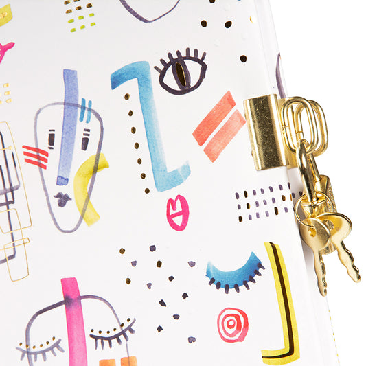 Aquarell Fantasies Günlük | 16,5 × 16,5 cm | 96 Sayfa | Kilitli Kabartmalı Kapak