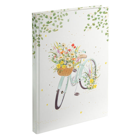 Goldbuch Flowery Bike A5 Notebook – 200 Pages, 100 gsm, Gold/Silver Embossed