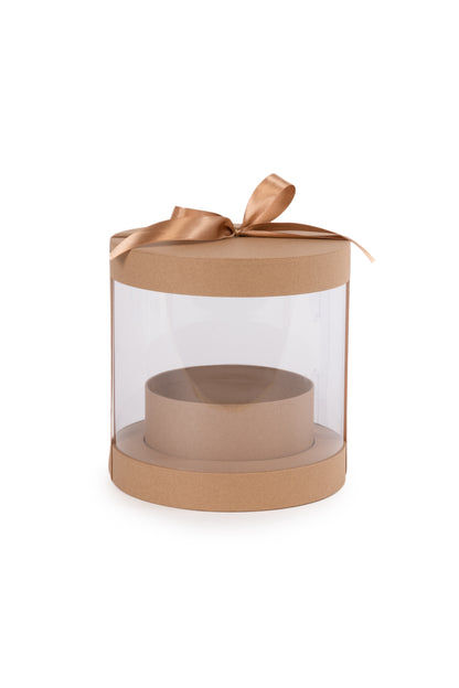 STAR Sunrise Round Gift Box – Brown Kraft – Ø19.5 × 20 cm
