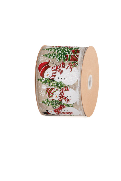 STAR Snowman Christmas Burlap Ribbon – 64 mm x 10 m | Holiday Gift Wrapping Ribbon