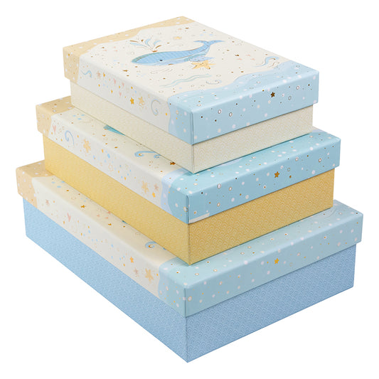 Hediye Kutusu Mavi Balina – Altın Yaldızlı & Kabartmalı