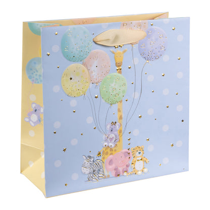 Karton Hediye Çantası – Balloon Party | 18x8x18 cm | Gold Yaldızlı Lüks Tasarım