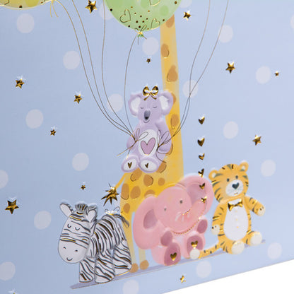 Karton Hediye Çantası – Balloon Party | 27x27x13 cm | Gold Yaldızlı Lüks Tasarım