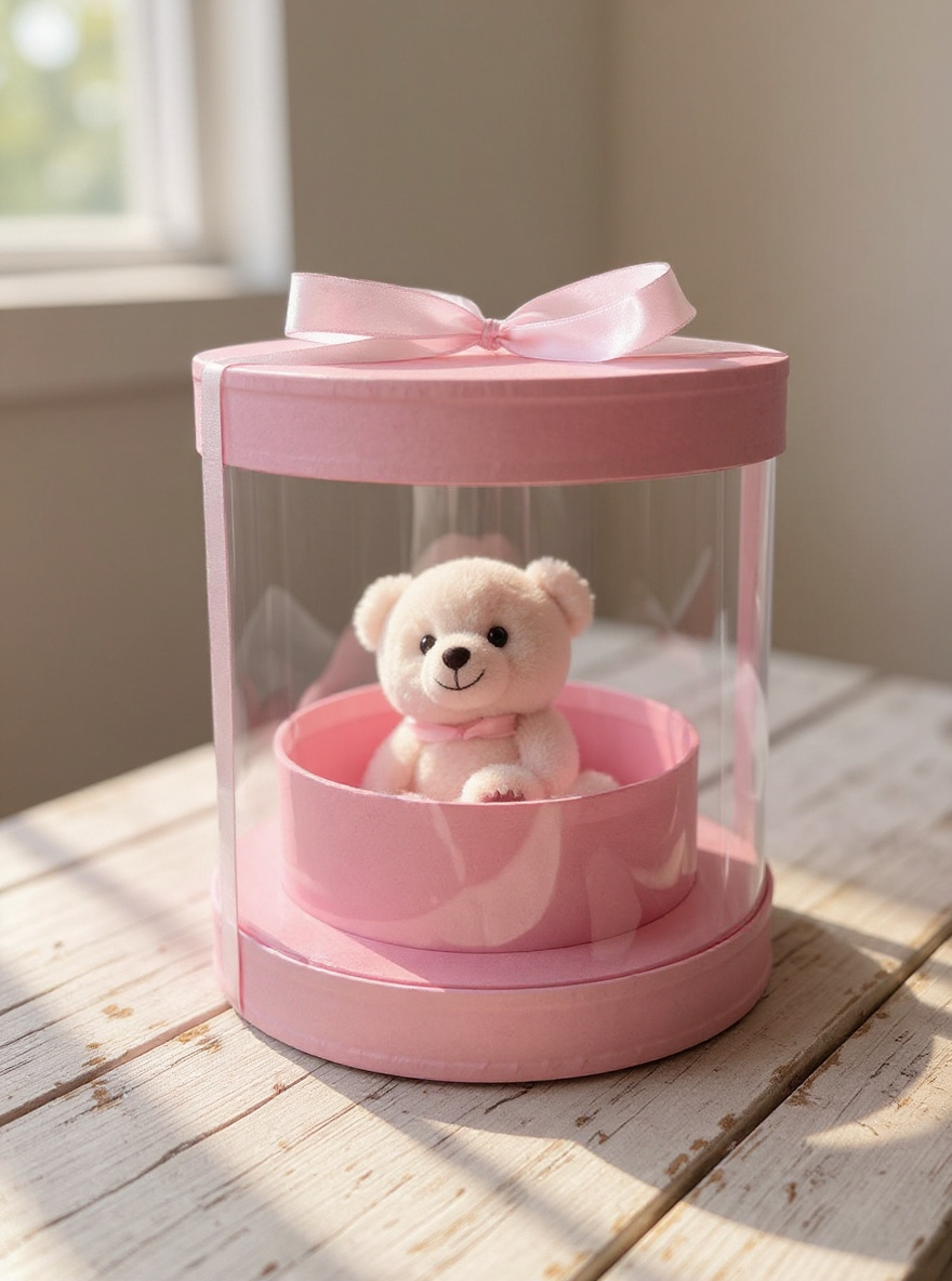 STAR Sunrise Yuvarlak Hediye Kutusu – Pembe Kraft – Çap 19,5 × 20 cm