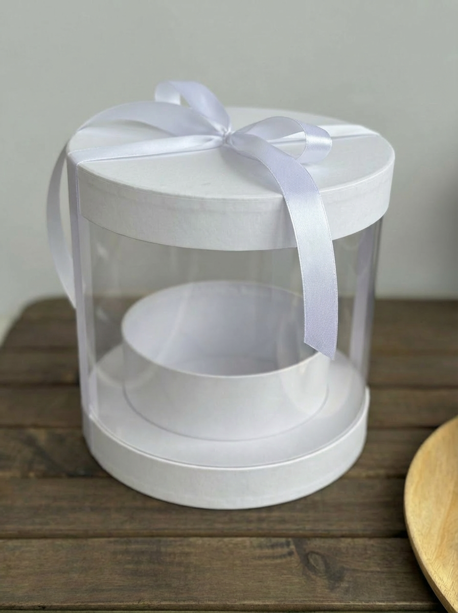 STAR Sunrise Yuvarlak Hediye Kutusu – Beyaz Kraft – Çap 19,5 × 20 cm