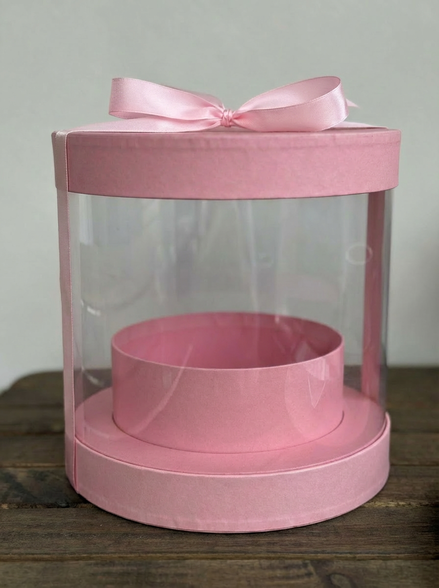 STAR Sunrise Yuvarlak Hediye Kutusu – Pembe Kraft – Çap 19,5 × 20 cm