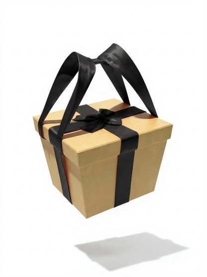 STAR Kraft Hediye Kutusu Seti – 2’li Street Boxes | Elde Tutmalı Siyah Saten Kurdeleli | 22x22x20 cm & 18x18x15 cm