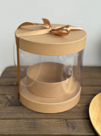 STAR Sunrise Round Gift Box – Brown Kraft – Ø19.5 × 20 cm