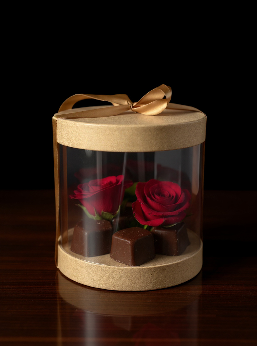 STAR Sunrise Round Gift Box – Brown Kraft – Ø19.5 × 20 cm