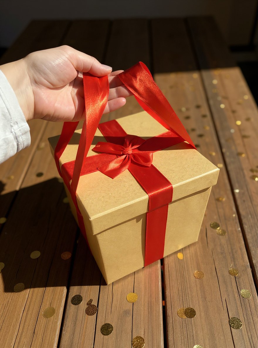 STAR Kraft Gift Box Set – 2 pcs Street Boxes | With Red Satin Ribbon | 22x22x20 cm & 18x18x15 cm