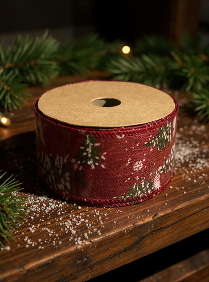 STAR Christmas Tree Burlap Ribbon – 63 mm x 10 m | Holiday Gift Wrapping Ribbon