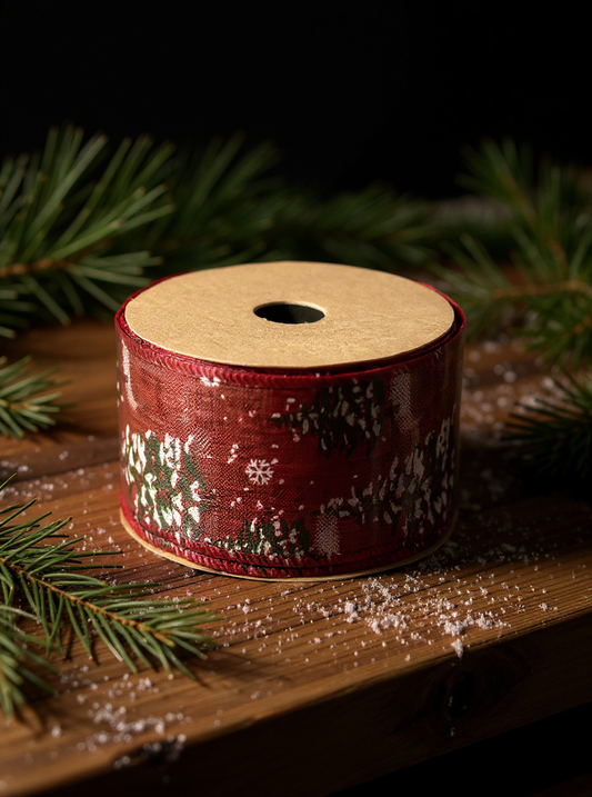 STAR Christmas Tree Burlap Ribbon – 63 mm x 10 m | Holiday Gift Wrapping Ribbon