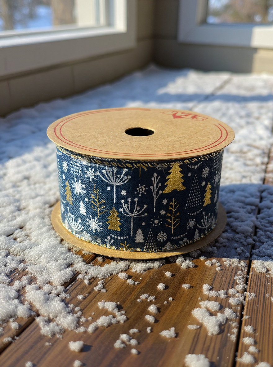 STAR Christmas Tree Burlap Ribbon – 63 mm x 10 m | Holiday Gift Wrapping Ribbon