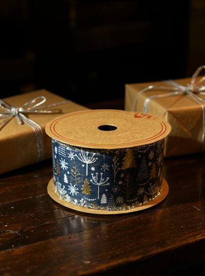 STAR Christmas Tree Burlap Ribbon – 63 mm x 10 m | Holiday Gift Wrapping Ribbon