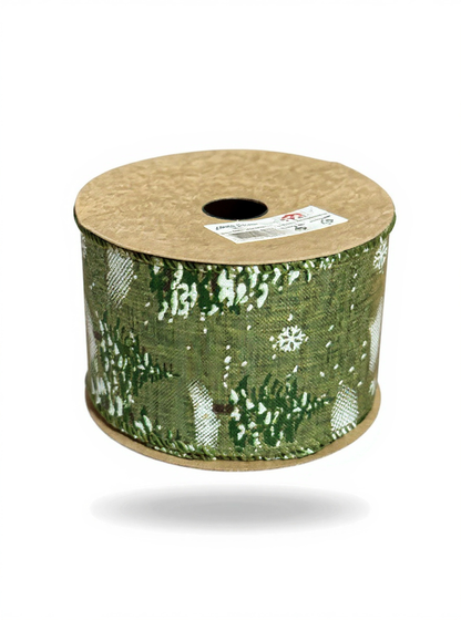 STAR Christmas Tree Burlap Ribbon – 63 mm x 10 m | Holiday Gift Wrapping Ribbon