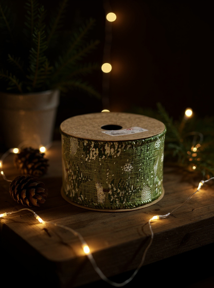 STAR Christmas Tree Burlap Ribbon – 63 mm x 10 m | Holiday Gift Wrapping Ribbon