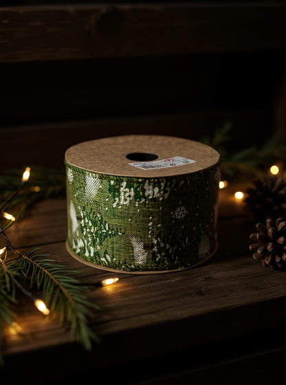 STAR Christmas Tree Burlap Ribbon – 63 mm x 10 m | Holiday Gift Wrapping Ribbon