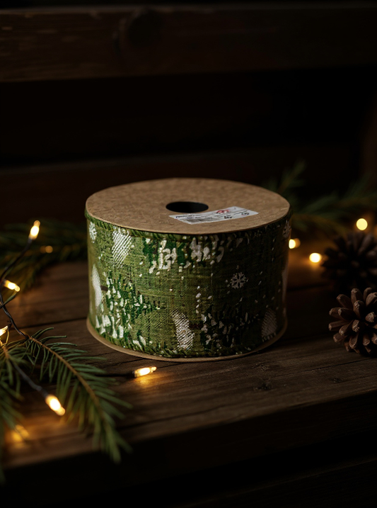 STAR Christmas Tree Burlap Ribbon – 63 mm x 10 m | Holiday Gift Wrapping Ribbon