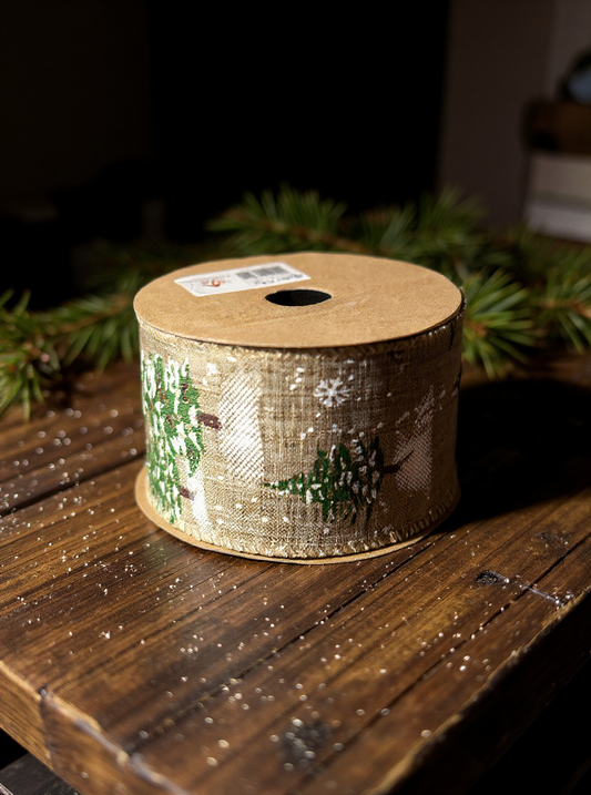 STAR Christmas Tree Burlap Ribbon – 63 mm x 10 m | Holiday Gift Wrapping Ribbon