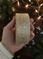 STAR Kate Gold Taşlı Lüks Dekoratif Kurdele - 63 mm × 10 m