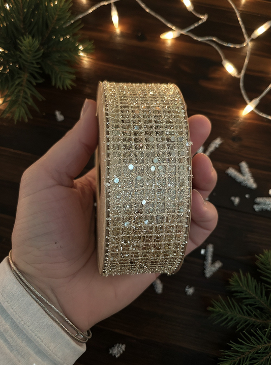 STAR Kate Gold Rhinestone Luxury Decorative Ribbon – 63 mm x 10 m