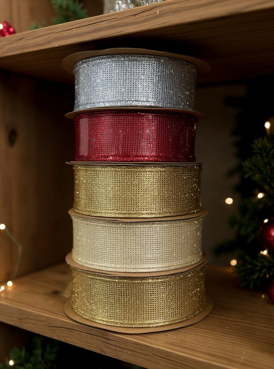 STAR Trilly Yellow Glitter Decorative Ribbon – 40 mm x 20 m | Gift Wrapping & Holiday Décor