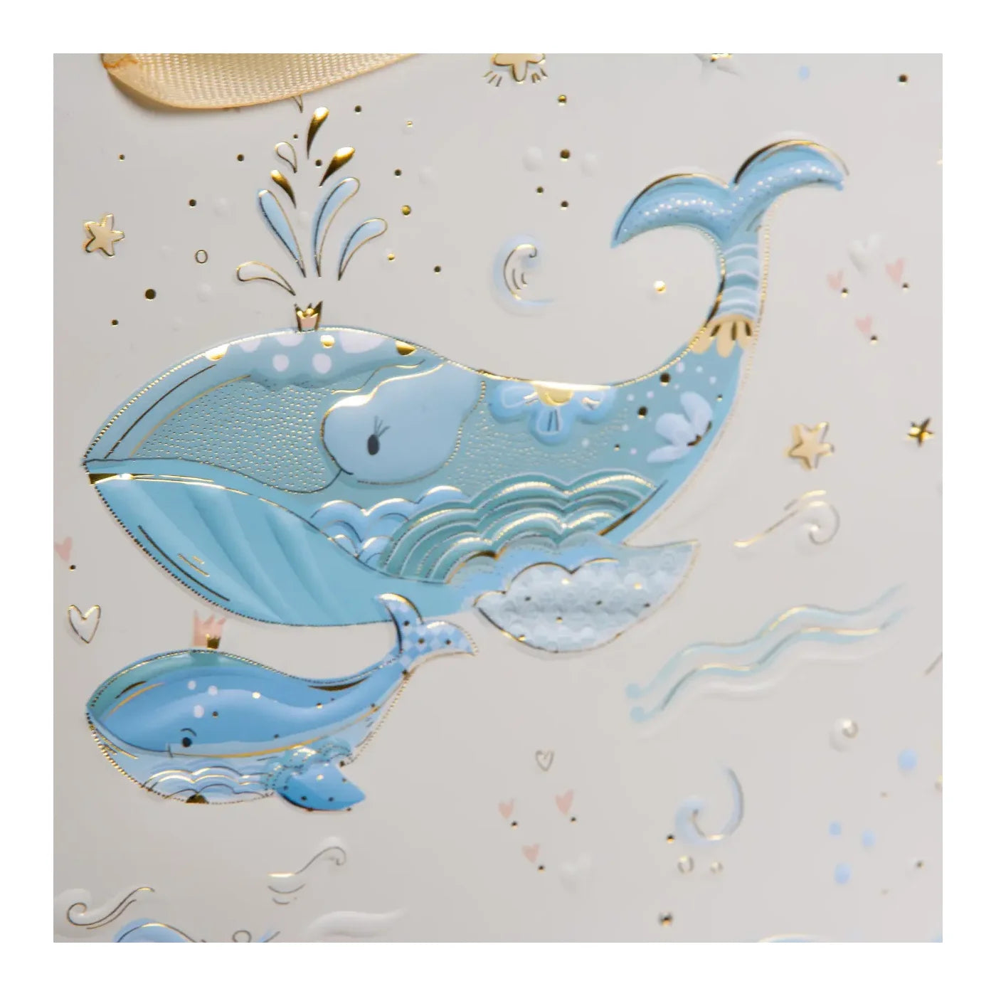 Karton Hediye Çantası – Mavi Balina | 18x8x18 cm | Gold Yaldızlı Lüks Tasarım