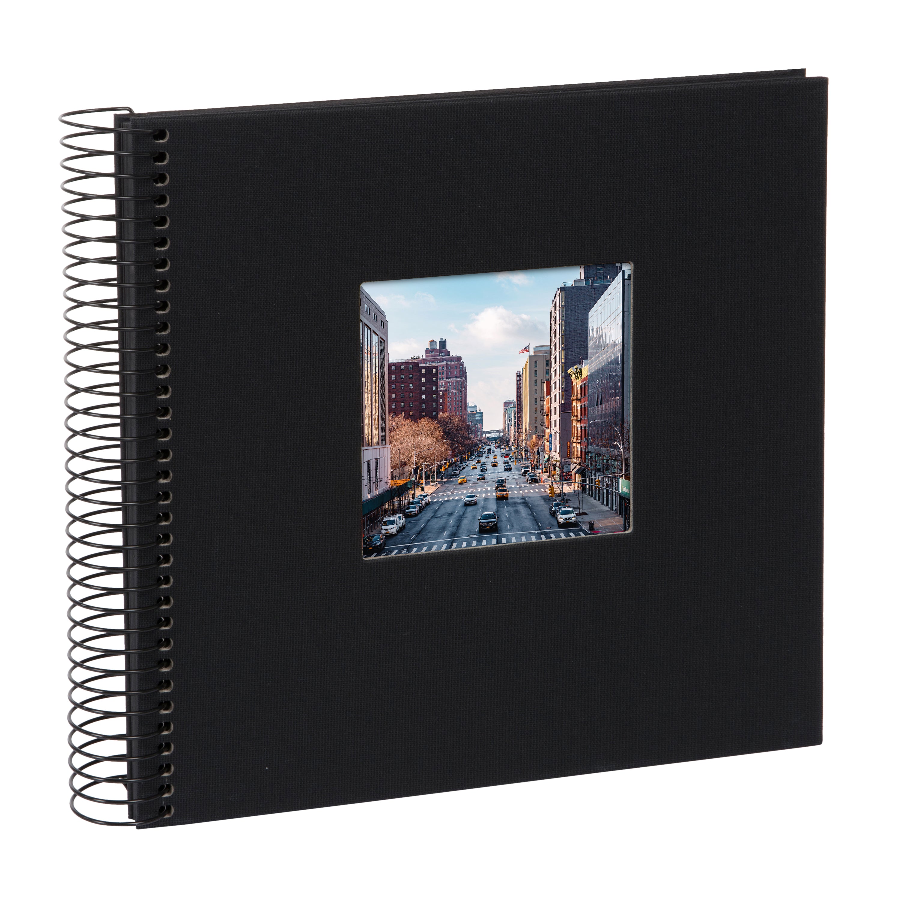 Bella Vista Yapıştırmalı Keten Spiralli Fotoğraf Albümü – 20 x 20 cm - Siyah Sayfalı
