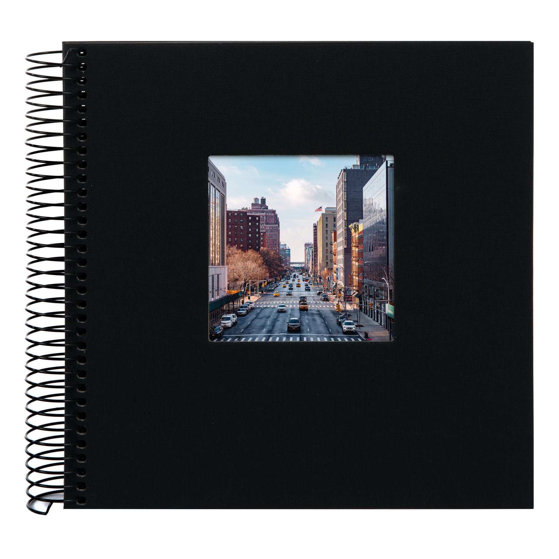 Bella Vista Yapıştırmalı Keten Spiralli Fotoğraf Albümü – 20 x 20 cm - Siyah Sayfalı