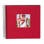 Bella Vista Yapıştırmalı Keten Spiralli Fotoğraf Albümü 20 x 20 cm - Siyah Sayfalı - Kırmızı