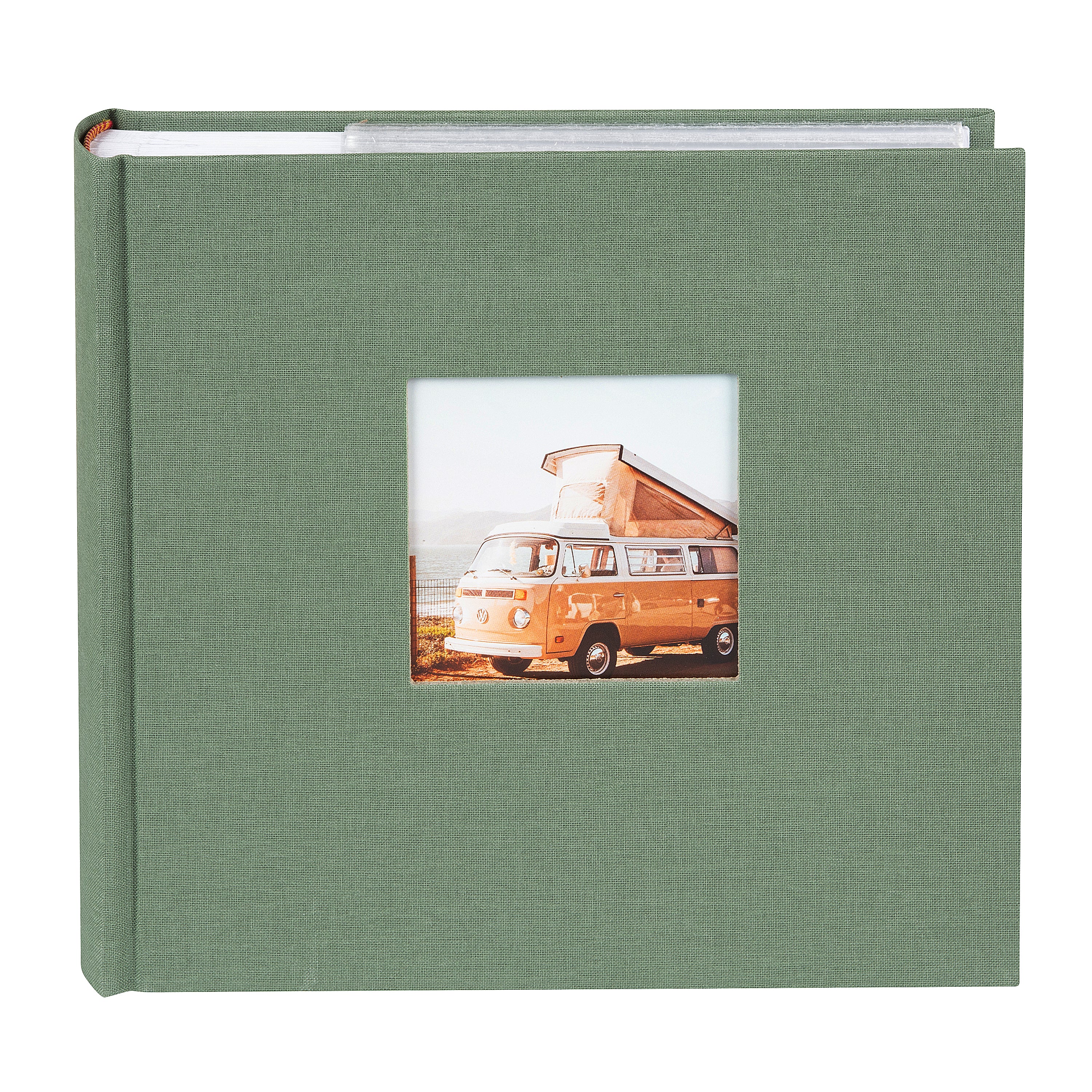 Bella Vista Poşetli Fotoğraf Albümü - 200 Fotoğraf | 10x15 cm | Keten Kapak, Enginar Yeşili