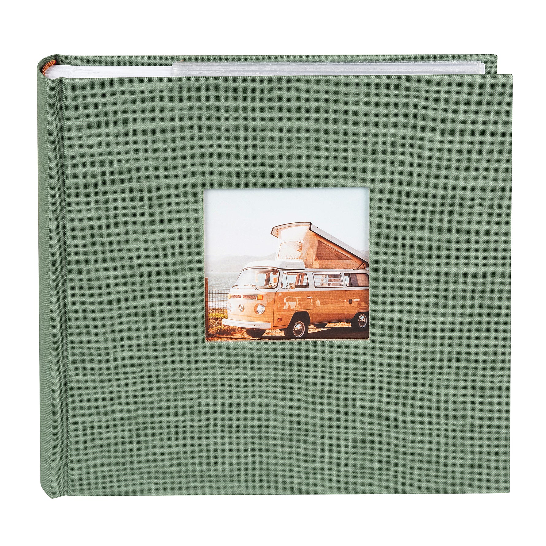Bella Vista Poşetli Fotoğraf Albümü - 200 Fotoğraf | 10x15 cm | Keten Kapak, Enginar Yeşili