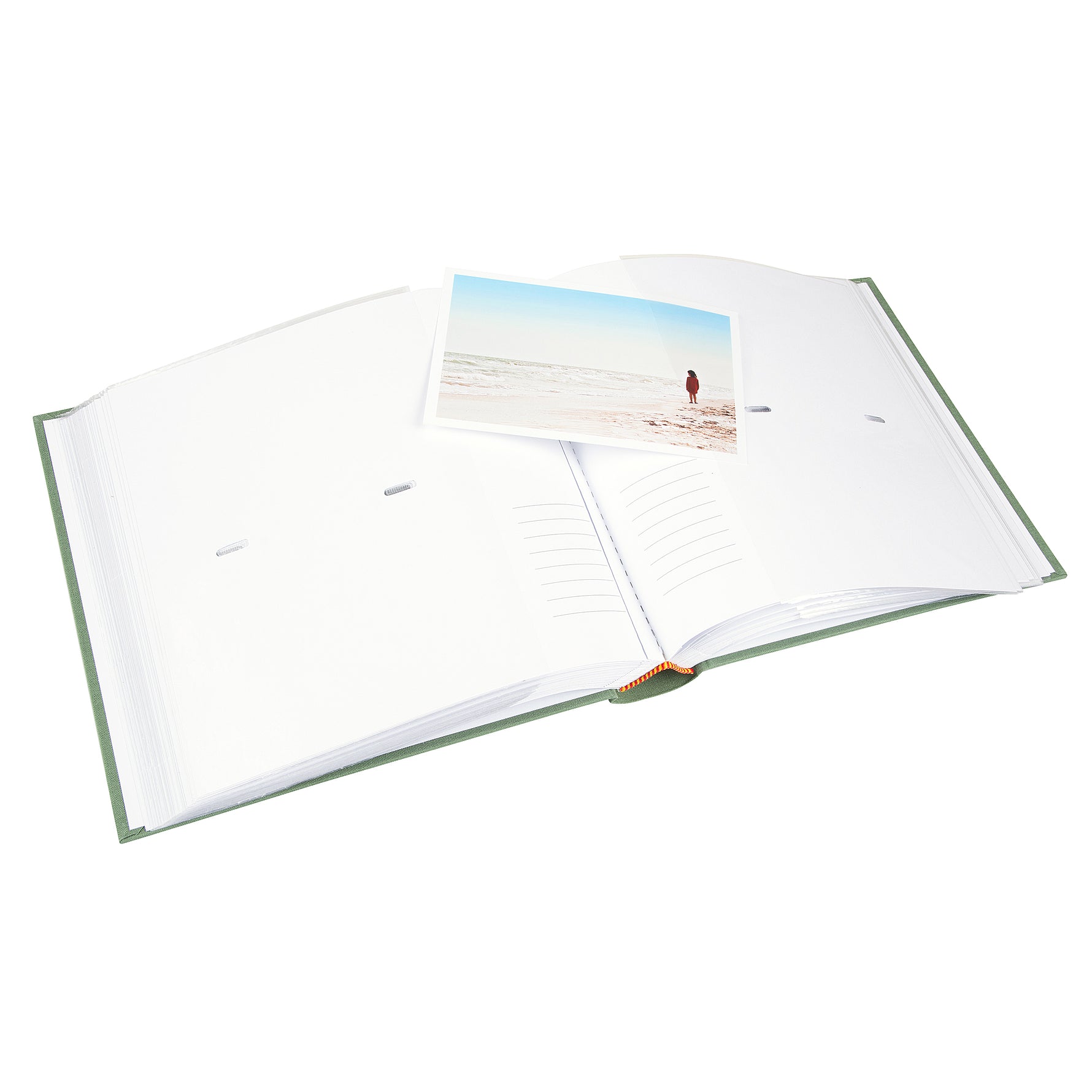 Bella Vista Poşetli Fotoğraf Albümü - 200 Fotoğraf | 10x15 cm | Keten Kapak, Enginar Yeşili
