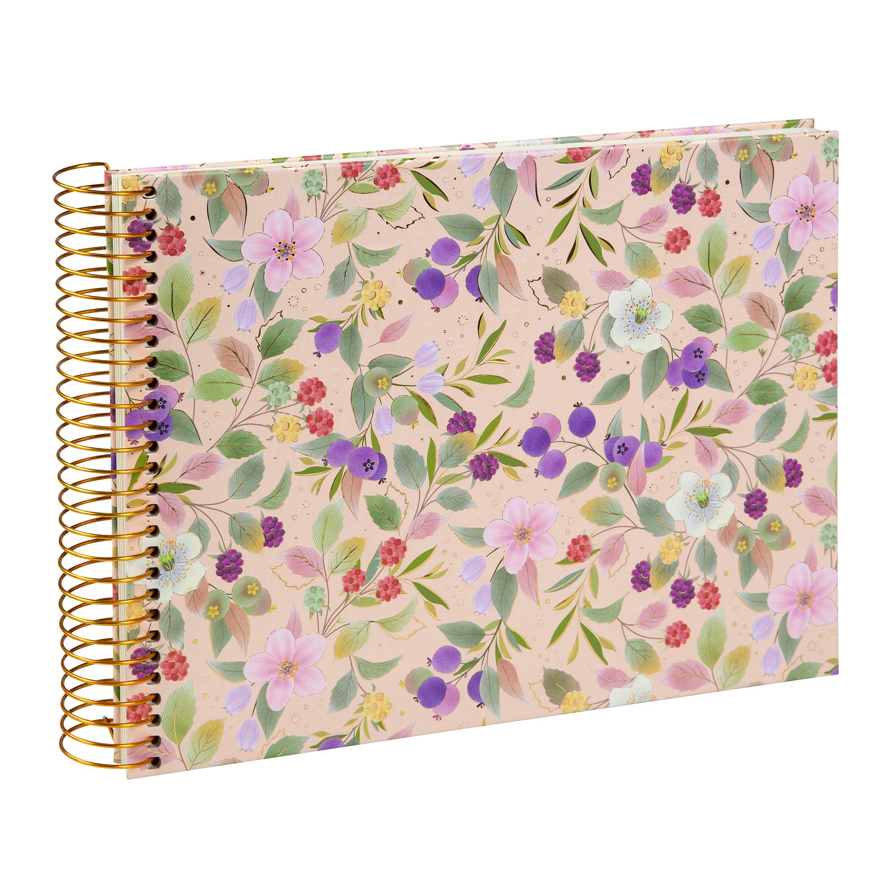 Blissful Blossom Spiralli Anı ve Çizim Albümü - 40 Beyaz Sayfa | 24x17 cm | 200 g/m², Mango