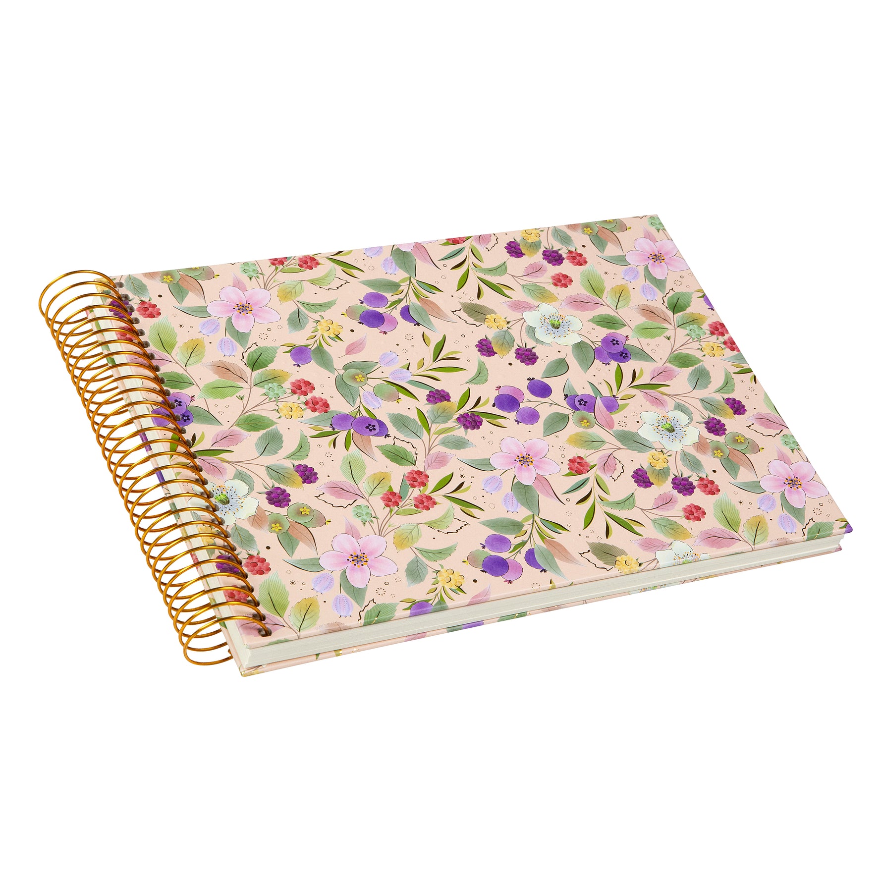 Blissful Blossom Spiralli Anı ve Çizim Albümü - 40 Beyaz Sayfa | 24x17 cm | 200 g/m², Mango