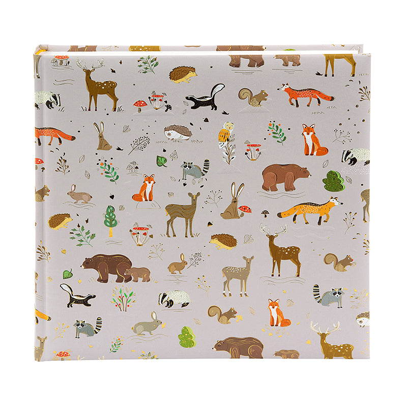 Turnowsky Woodland Charm Fotoğraf Albümü – 25x25 cm, 60 Sayfa, Orman Hayvanları Desenli, Altın Kabartmalı