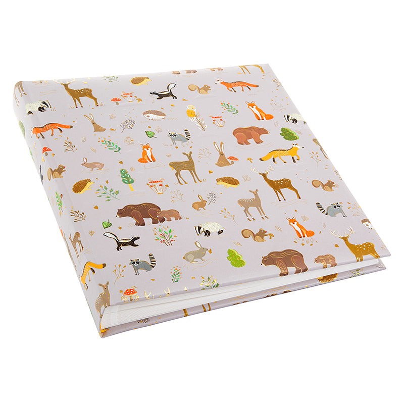 Turnowsky Woodland Charm Fotoğraf Albümü – 25x25 cm, 60 Sayfa, Orman Hayvanları Desenli, Altın Kabartmalı