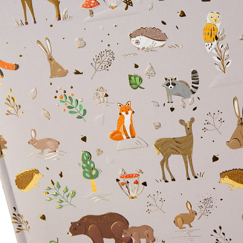 Turnowsky Woodland Charm Fotoğraf Albümü – 25x25 cm, 60 Sayfa, Orman Hayvanları Desenli, Altın Kabartmalı