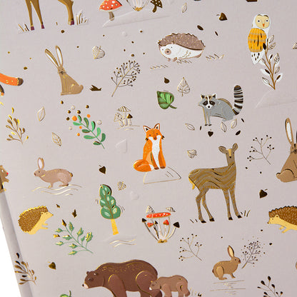 Turnowsky Woodland Charm Fotoğraf Albümü – 25x25 cm, 60 Sayfa, Orman Hayvanları Desenli, Altın Kabartmalı