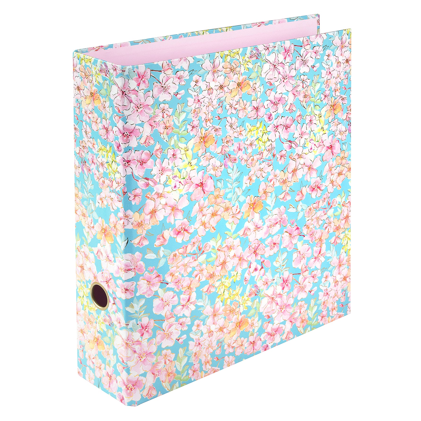Forever Spring Çiçekli A4 Klasör - 8 cm | Halka Mekanizmalı | Gold Yaldızlı