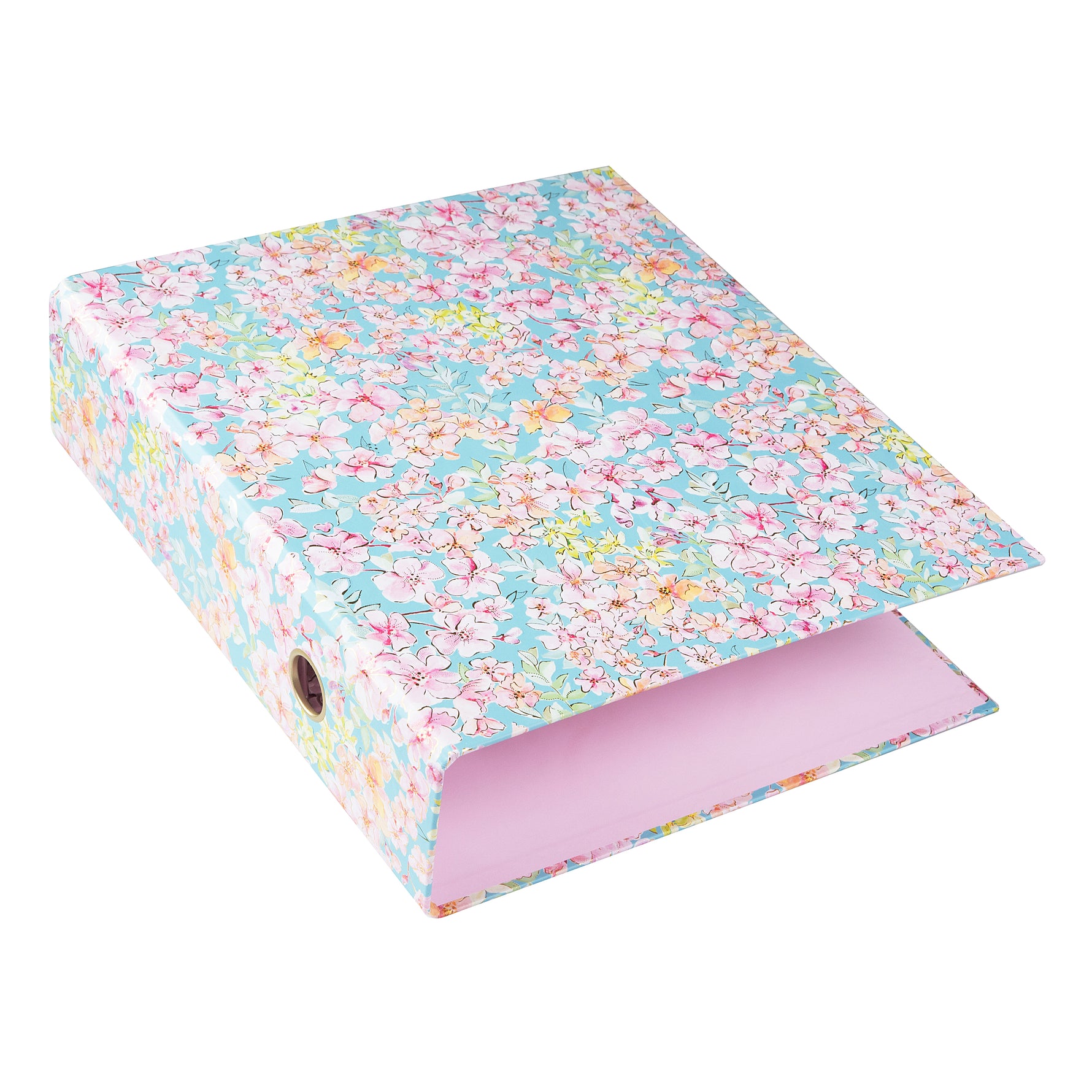 Forever Spring Çiçekli A4 Klasör - 8 cm | Halka Mekanizmalı | Gold Yaldızlı
