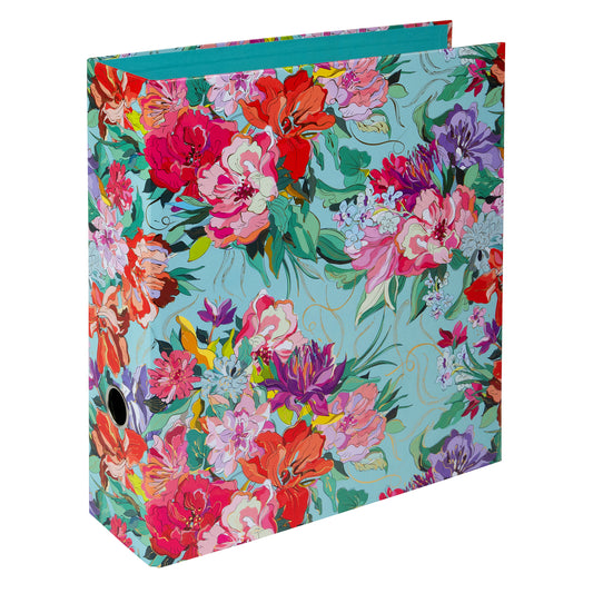 Velvet Bloom A4 Evrak Klasörü – Gold Yaldızlı, 8cm Geniş, Halka Mekanizmalı