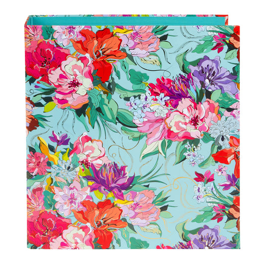 Velvet Bloom A4 Evrak Klasörü – Gold Yaldızlı, 8cm Geniş, Halka Mekanizmalı