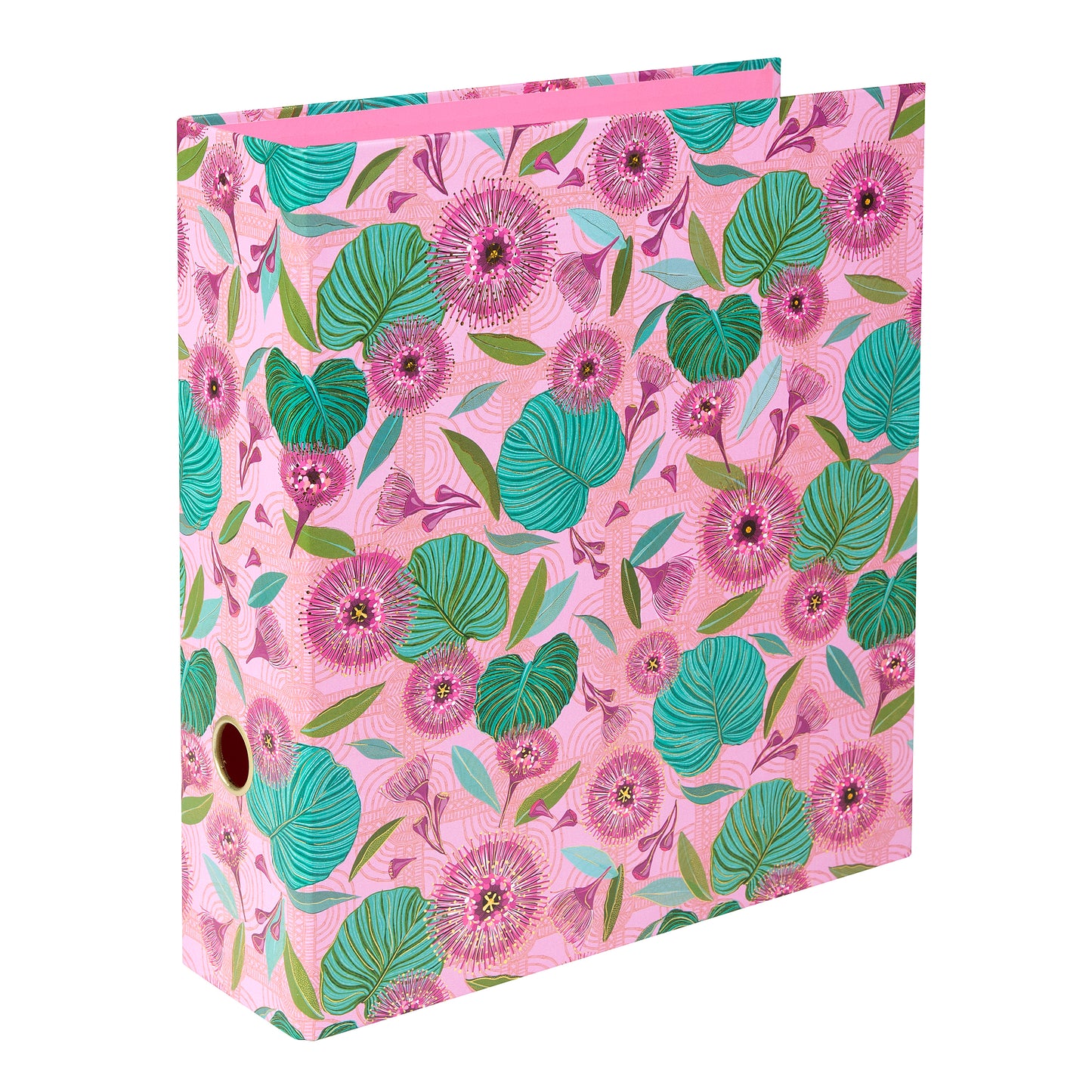 Tropical Leaves A4 File Folder – Gold Embossed Design, 8cm Wide Lever Arch