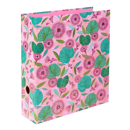 Tropical Leaves A4 File Folder – Gold Embossed Design, 8cm Wide Lever Arch