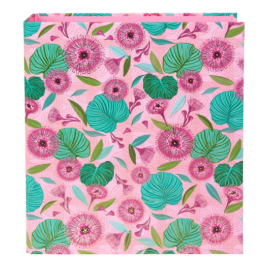 Tropical Leaves A4 Evrak Klasörü – Gold Yaldızlı, 8cm Geniş, Halka Mekanizmalı